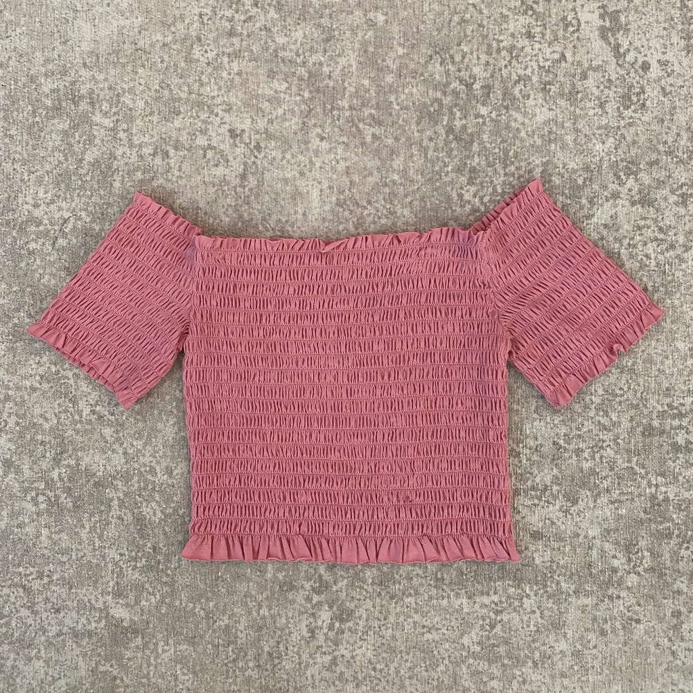 Wild Fable Pink Crinkle Off the Shoulder Top (S) NWT